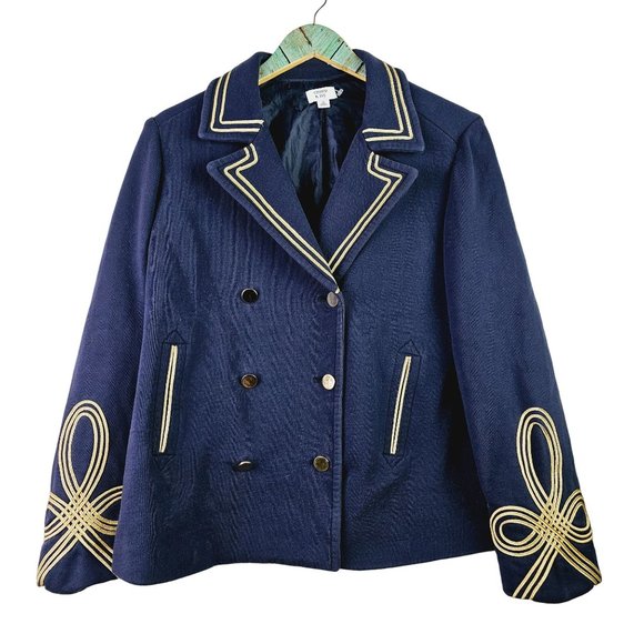 crown & ivy Jackets & Blazers - Crown & Ivy Double Breasted Nautical Embroidered Blazer Jacket, M